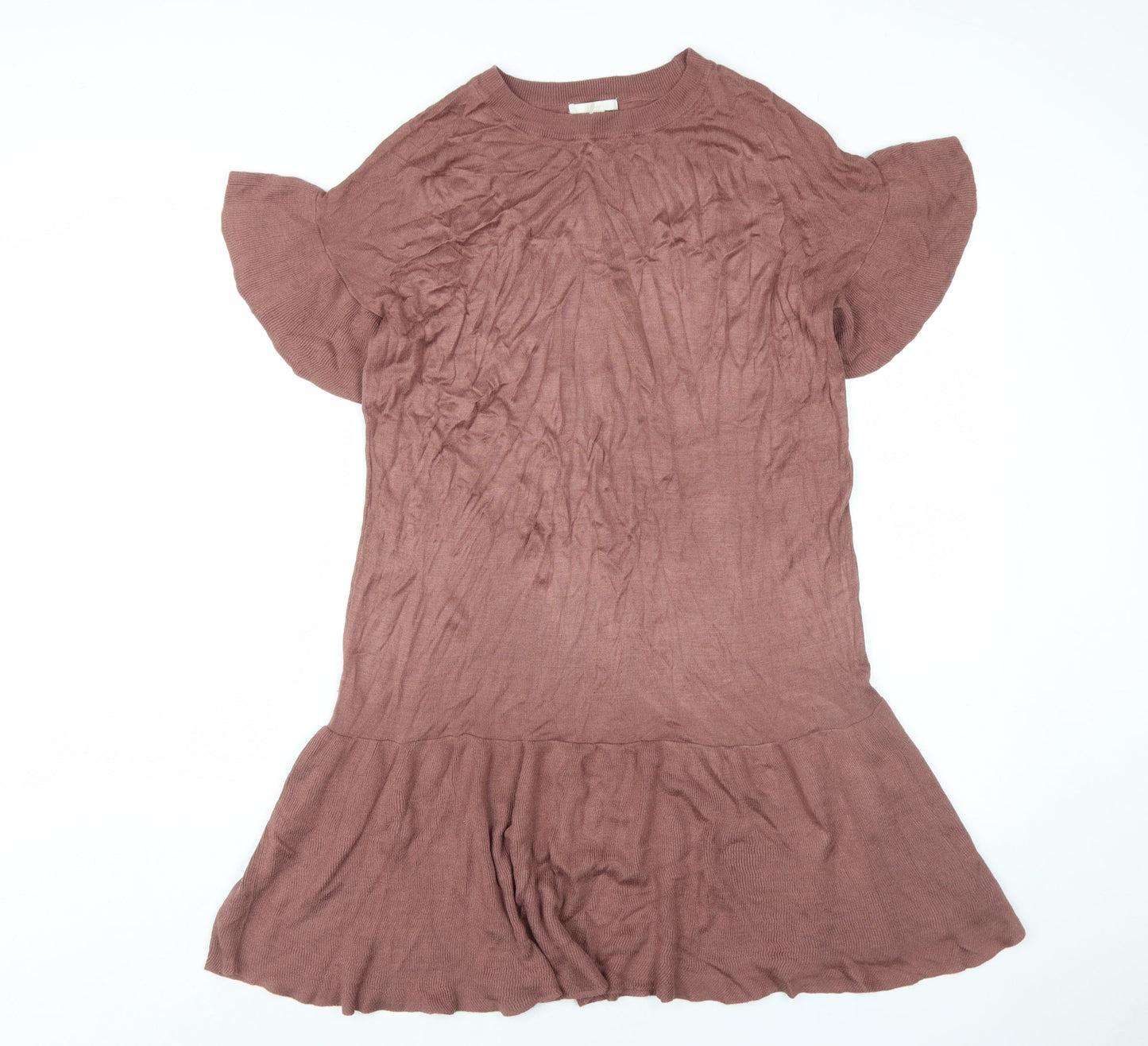 H&M Women's Brown Short Sleeve Knit Dress Size S