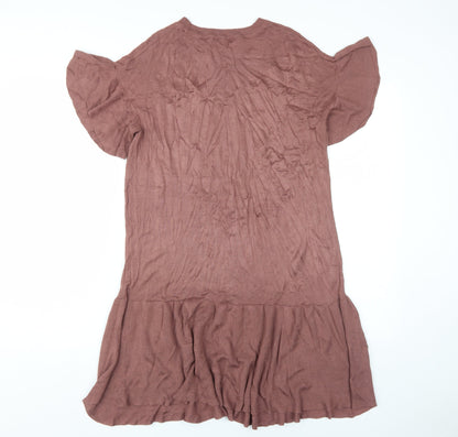 H&M Women's Brown Short Sleeve Knit Dress Size S