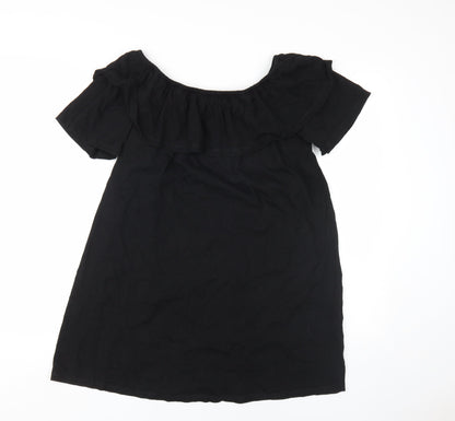 New Look Black Off-Shoulder Ruffle Dress UK 12