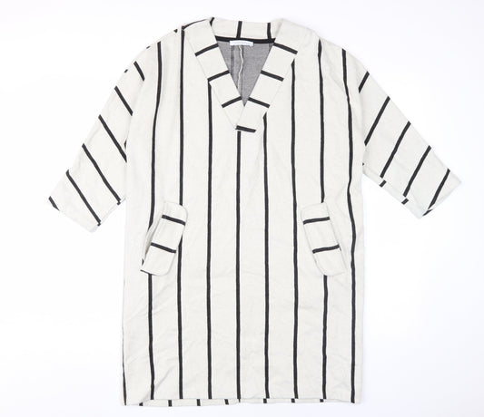 Zara Trafaluc Women's Black/White Striped Shift Dress XS
