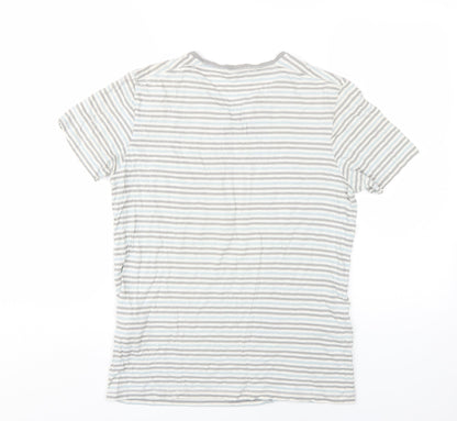 Selected Homme Men's Grey Striped Crew Neck T-Shirt S