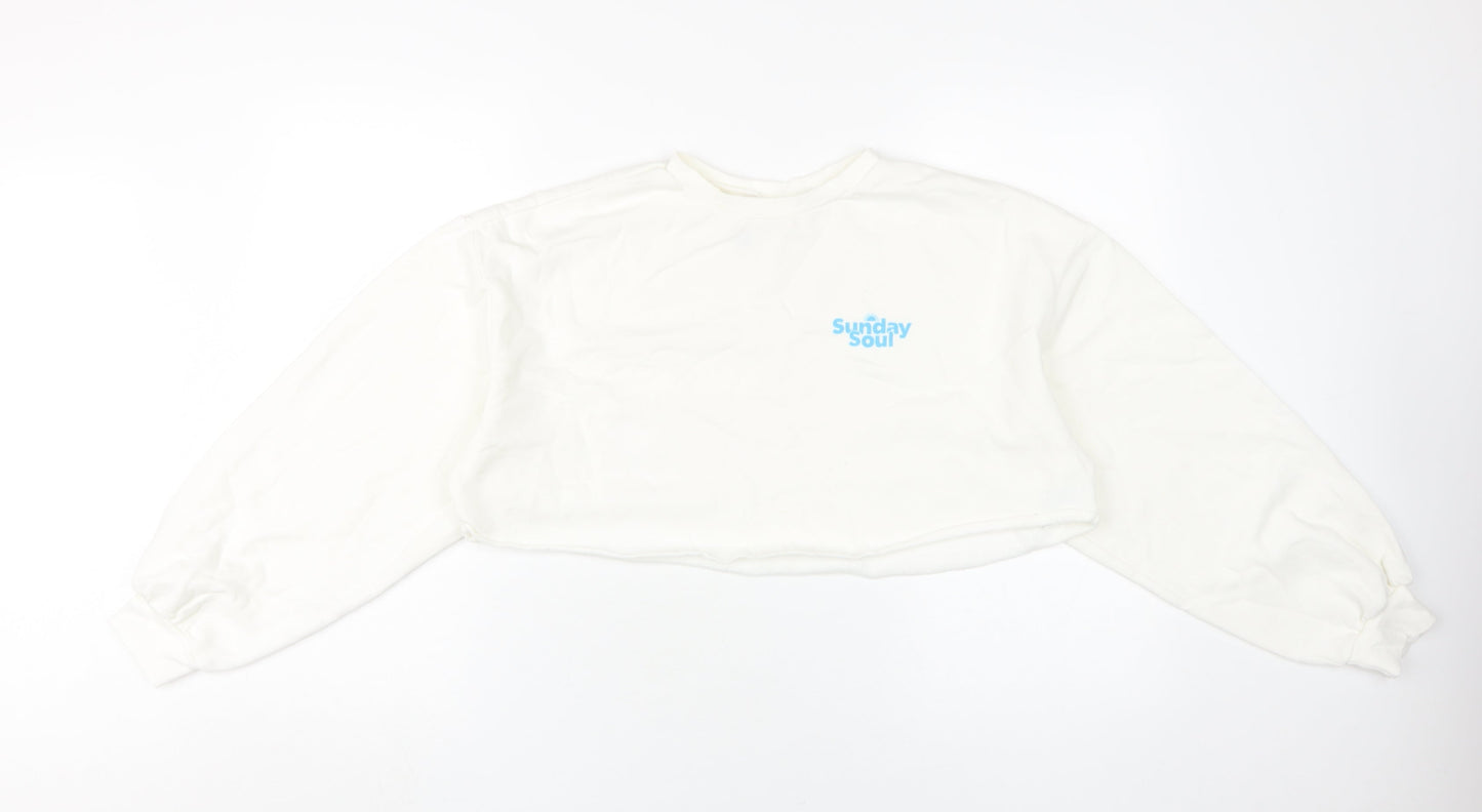 Womens UK Size 12 H&M White Pullover Sweatshirt