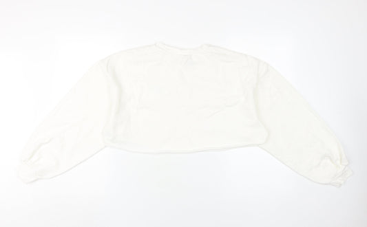 H&M Women's White Pullover Sweatshirt, Size 12