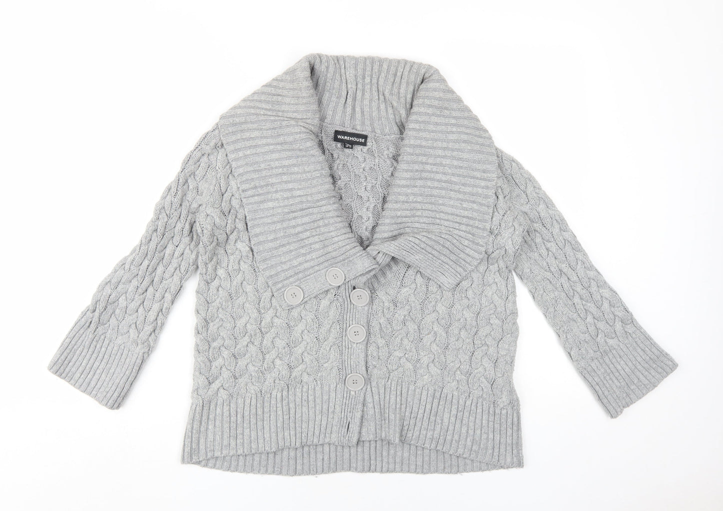 Womens UK Size 10 Warehouse Grey Cardigan Jumper