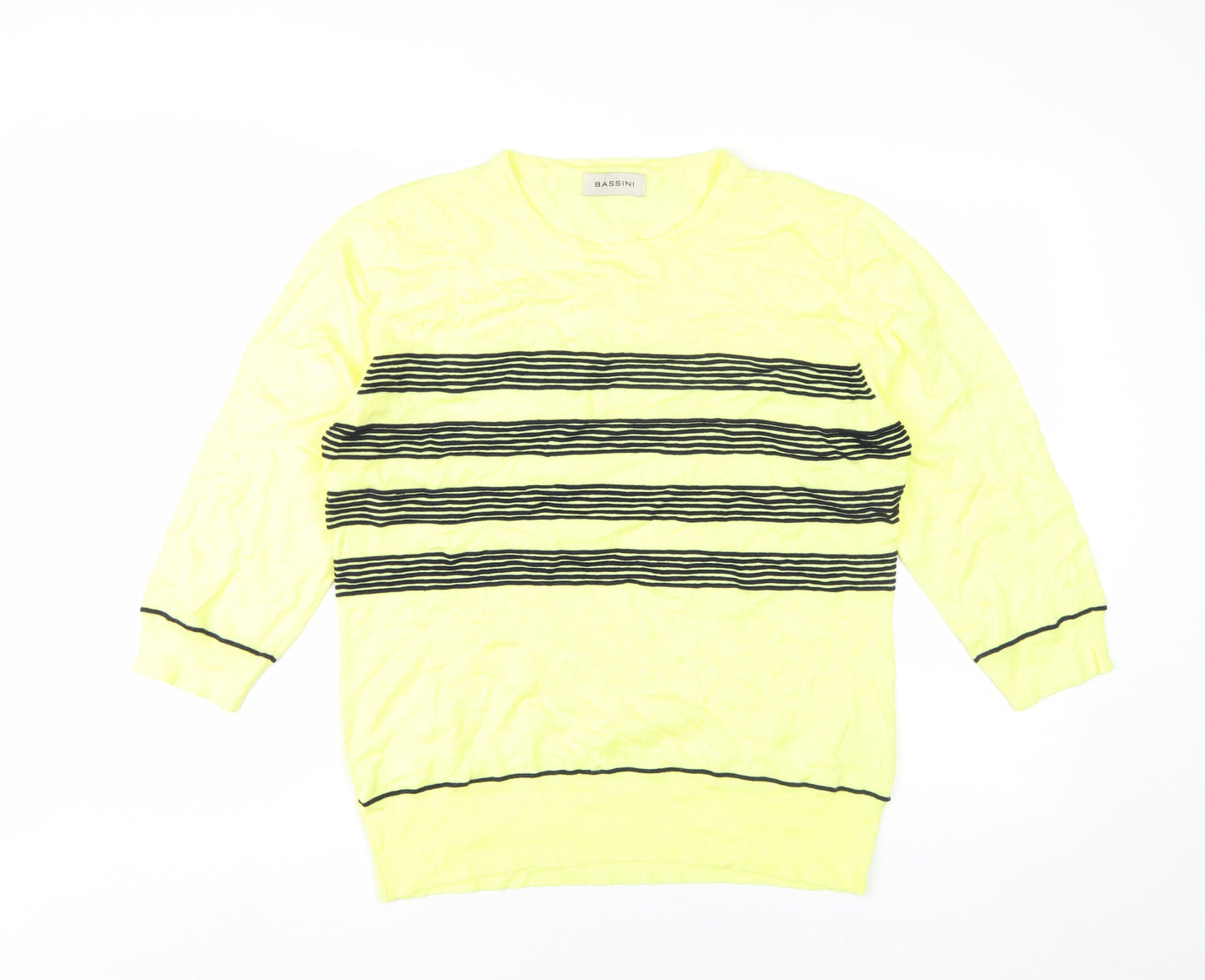 Bassini Women's Yellow Striped Pullover Jumper L