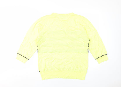 Bassini Women's Yellow Striped Pullover Jumper L