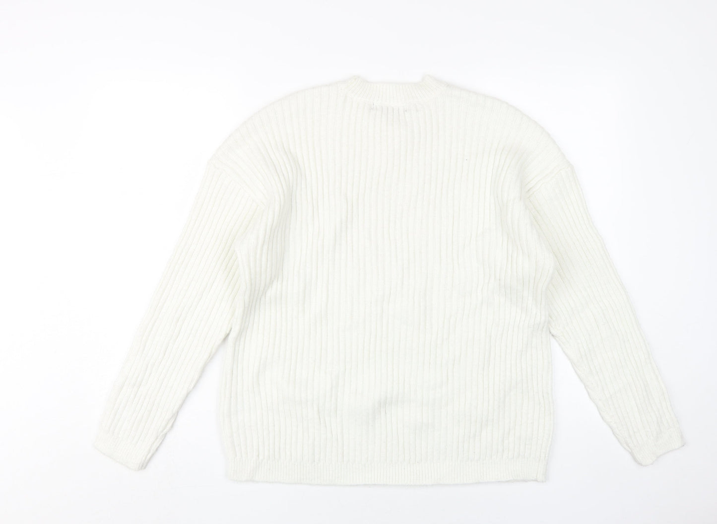 Womens UK Size L Marks and Spencer White Pullover Jumper