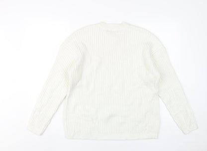 Womens UK Size L Marks and Spencer White Pullover Jumper