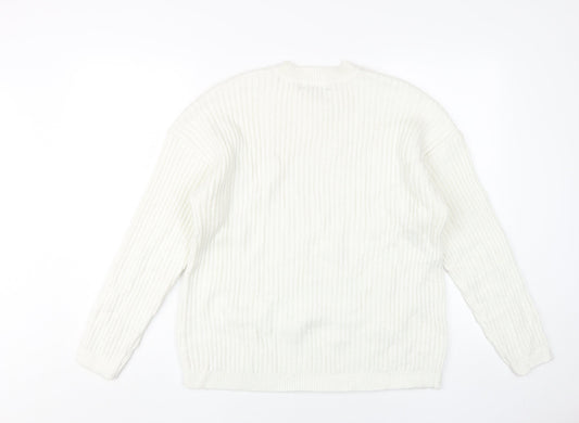 Womens UK Size L Marks and Spencer White Pullover Jumper