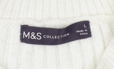Womens UK Size L Marks and Spencer White Pullover Jumper