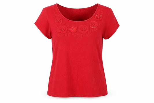 Womens UK Size 14 Marks and Spencer Red Basic T-Shirt