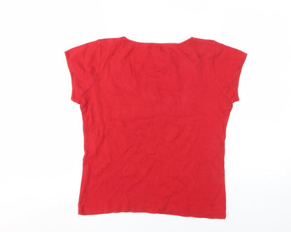 Womens UK Size 14 Marks and Spencer Red Basic T-Shirt