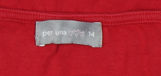 Womens UK Size 14 Marks and Spencer Red Basic T-Shirt