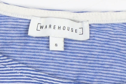 Womens UK Size 8 Warehouse Blue Basic T-Shirt