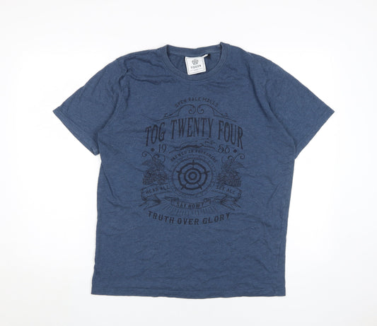 TOG24 Men's Blue Graphic Print T-Shirt, Medium