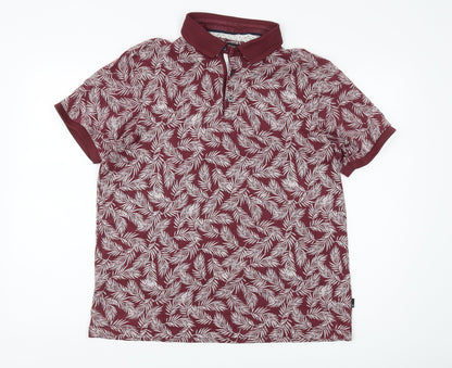 Burton Menswear Red Floral Polo, Men's L