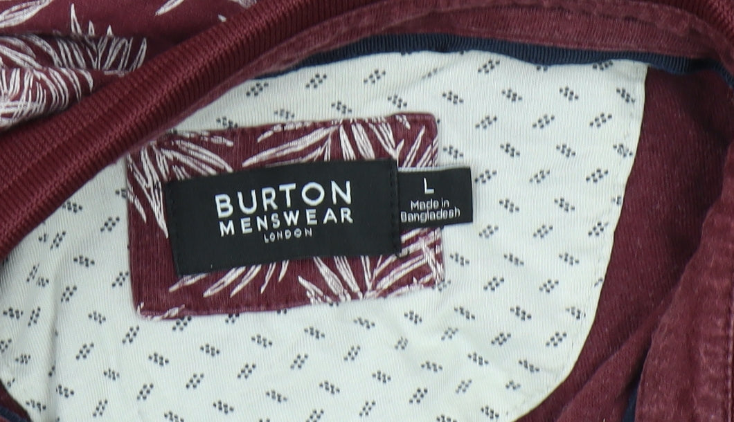 Burton Menswear Red Floral Polo, Men's L
