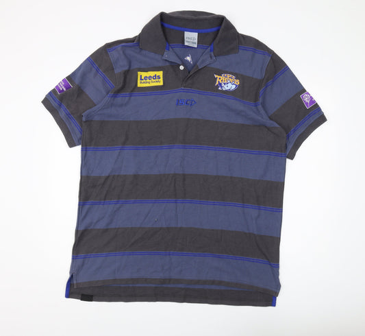 ISC Men's Blue Striped Rugby Polo - 2XL