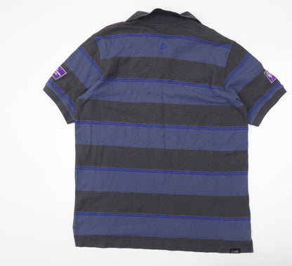 ISC Men's Blue Striped Rugby Polo - 2XL