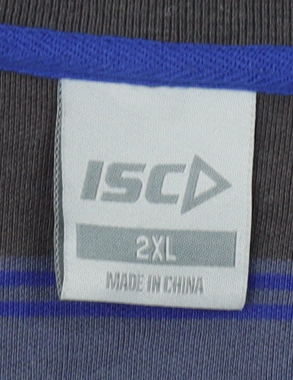 ISC Men's Blue Striped Rugby Polo - 2XL