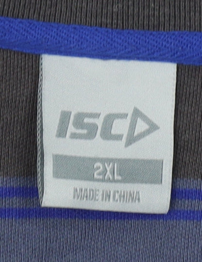 ISC Men's Blue Striped Rugby Polo - 2XL