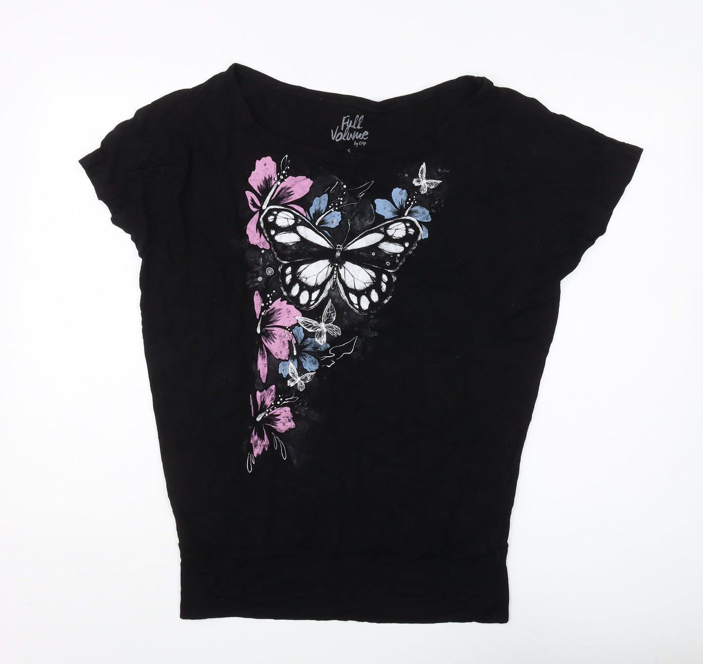 Full Volume Women's Black Butterfly T-Shirt, S