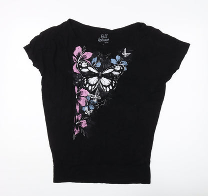 Full Volume Women's Black Butterfly T-Shirt, S