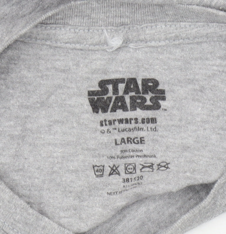 Star Wars Men's Grey T-Shirt, Large, Short Sleeve