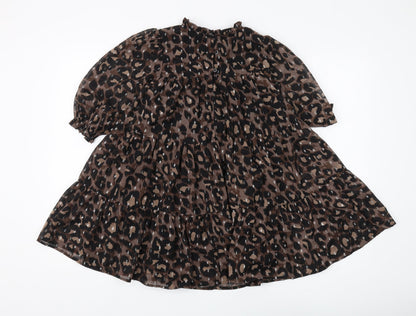 Next Girls Animal Print Dress Brown 8 Years
