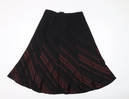 Marks and Spencer A-Line Black Skirt, Size 10, Striped