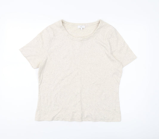 Womens UK Size L CC Beige Basic T-Shirt