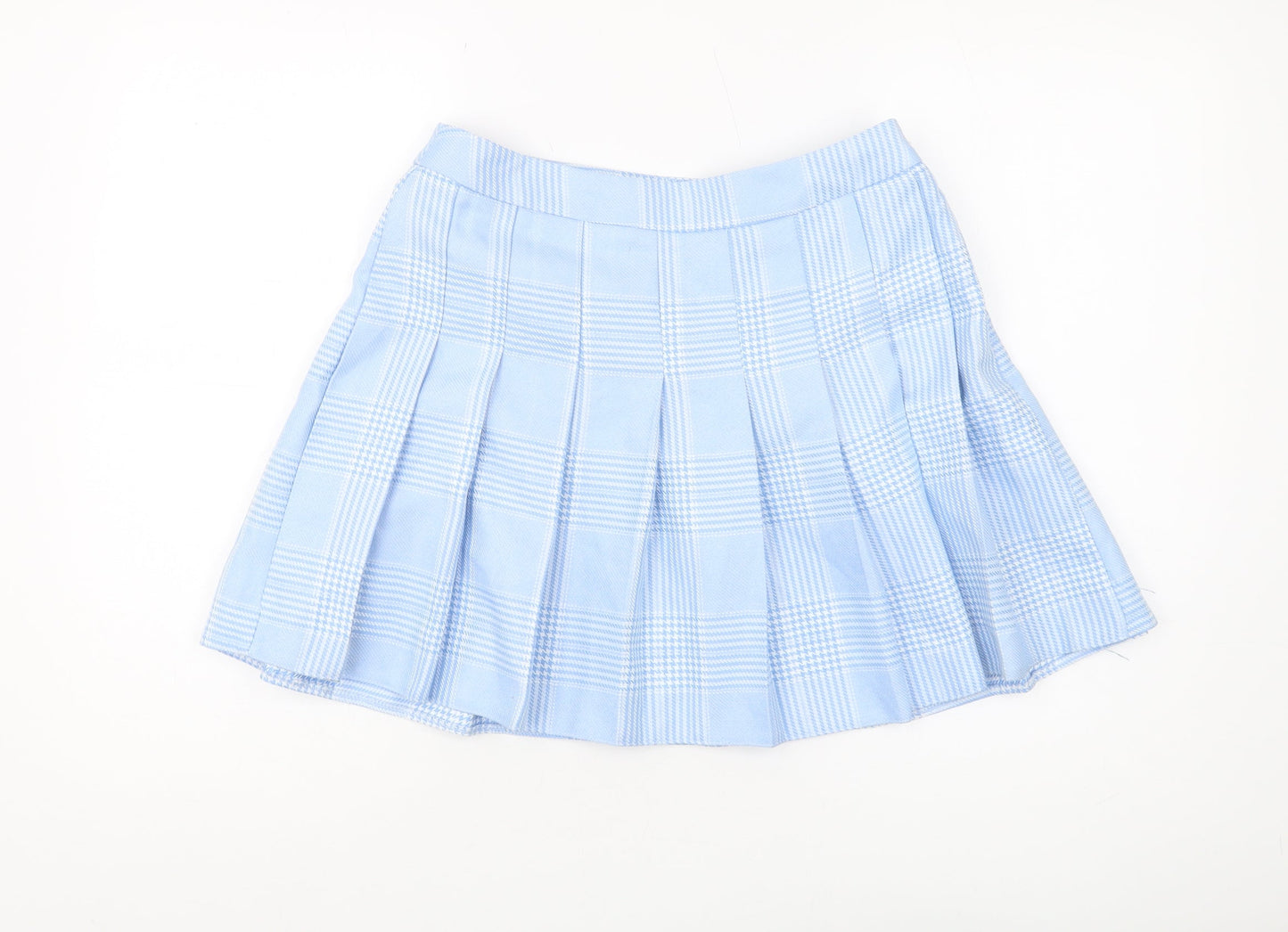 New Look Women's Blue Check Pleated Skirt Size 12
