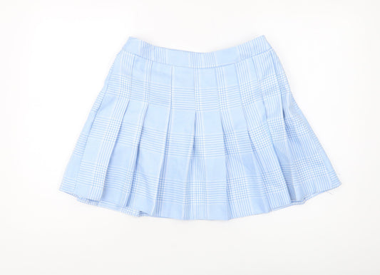 New Look Women's Blue Check Pleated Skirt Size 12