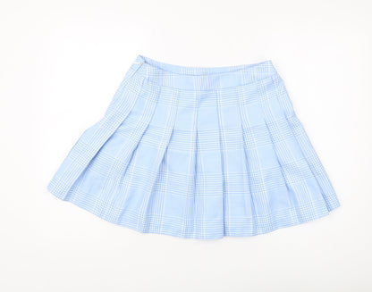 New Look Women's Blue Check Pleated Skirt Size 12
