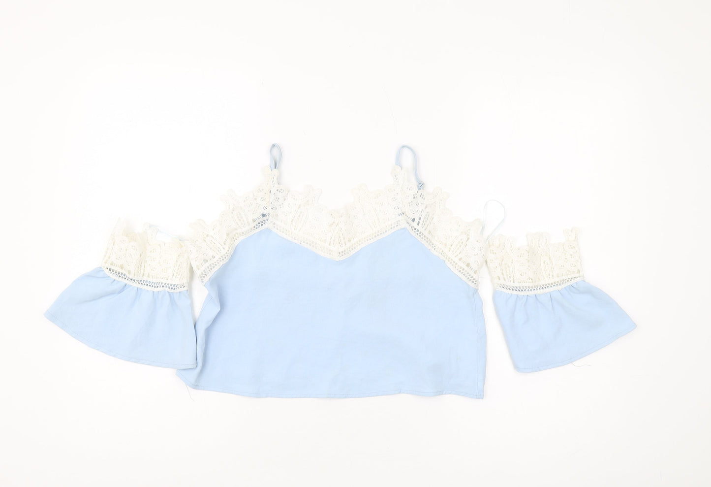 Womens UK Size S Love & Other Things Blue Cropped Blouse
