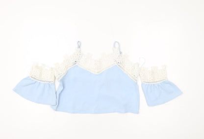 Womens UK Size S Love & Other Things Blue Cropped Blouse