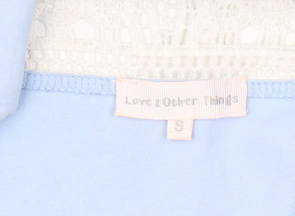Womens UK Size S Love & Other Things Blue Cropped Blouse