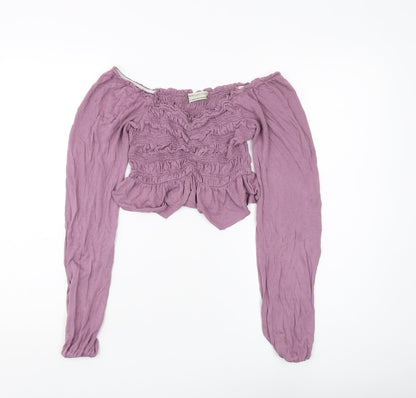 Womens UK Size XS Urban Outfitters Purple Cropped Blouse