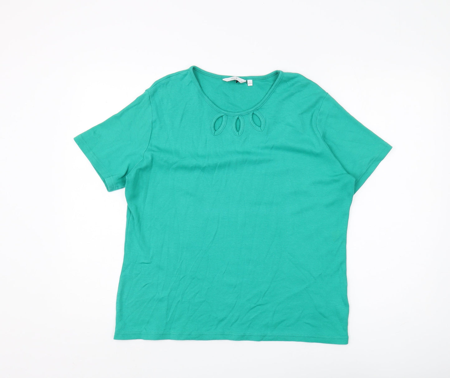 ISLE Women's Green Basic T-Shirt L Regular Fit