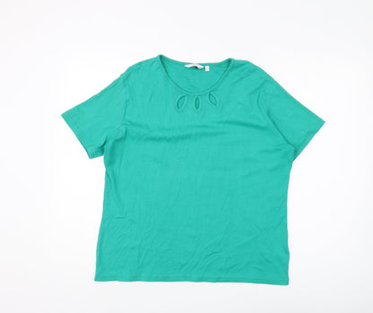 ISLE Women's Green Basic T-Shirt L Regular Fit