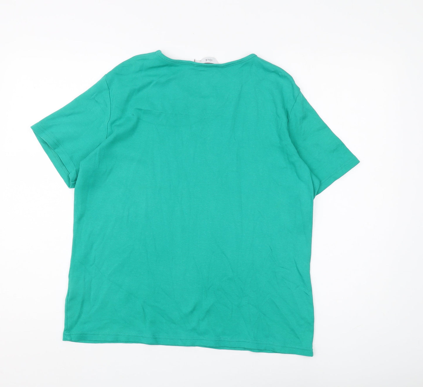 ISLE Women's Green Basic T-Shirt L Regular Fit