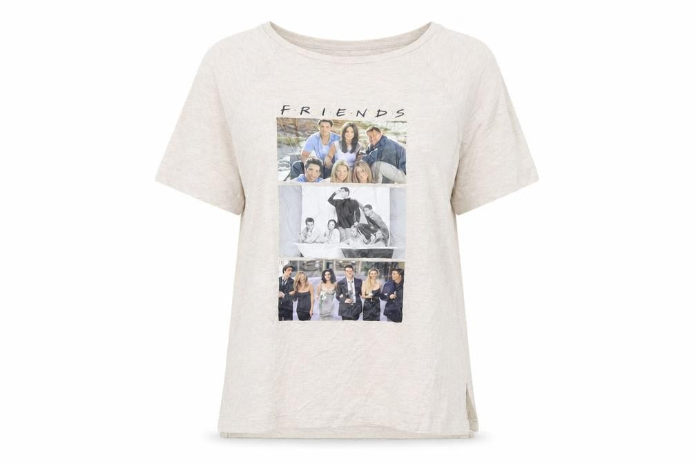 Womens UK Size 8 FRIENDS Beige Basic T-Shirt