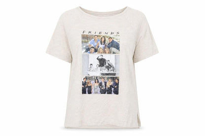 Womens UK Size 8 FRIENDS Beige Basic T-Shirt