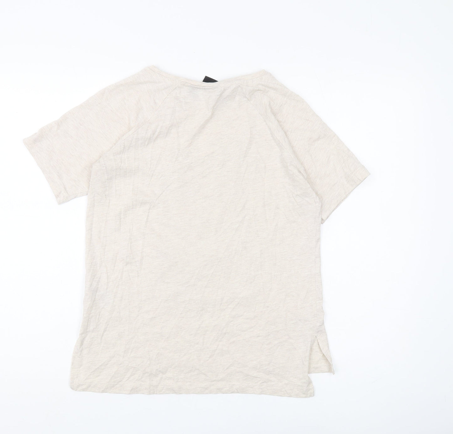 Womens UK Size 8 FRIENDS Beige Basic T-Shirt