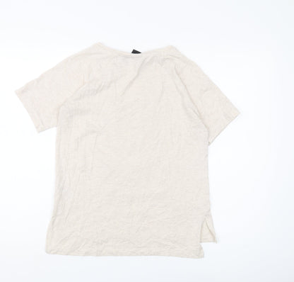 Womens UK Size 8 FRIENDS Beige Basic T-Shirt