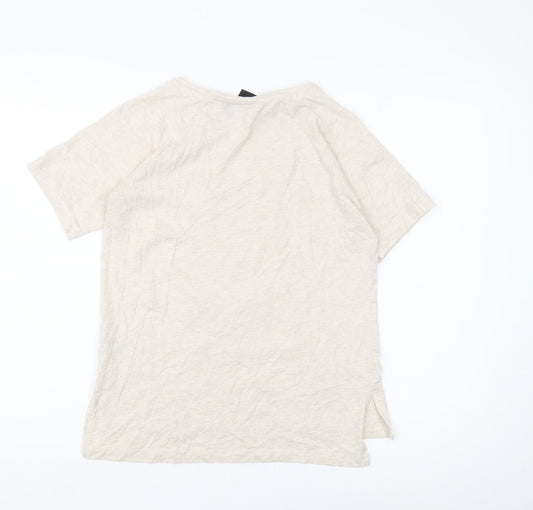 Womens UK Size 8 FRIENDS Beige Basic T-Shirt
