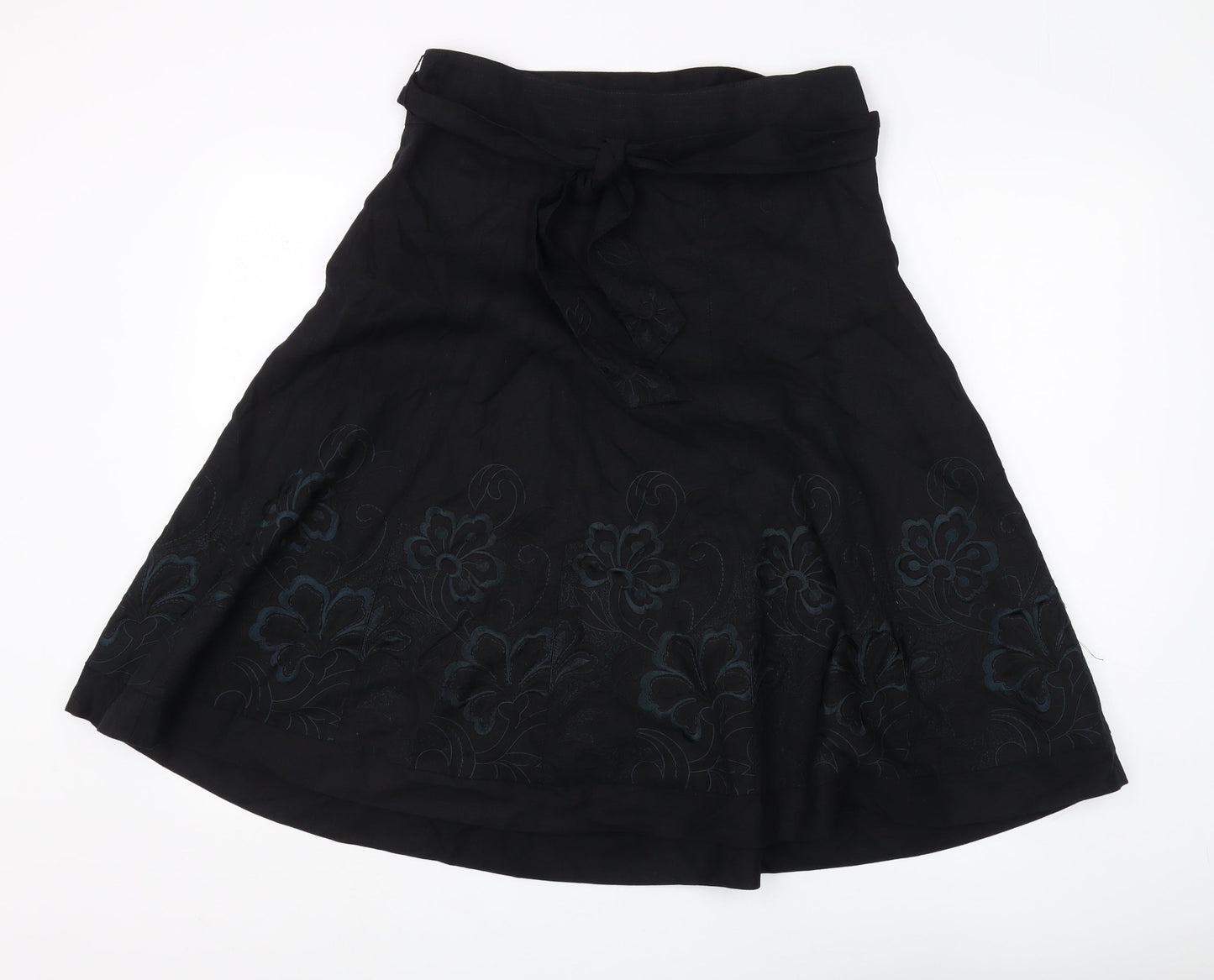 Marks & Spencer Women's Black A-Line Floral Skirt, Size 10