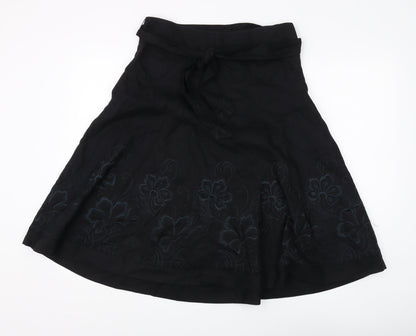 Marks & Spencer Women's Black A-Line Floral Skirt, Size 10