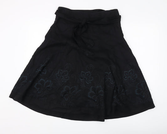 Marks & Spencer Women's Black A-Line Floral Skirt, Size 10