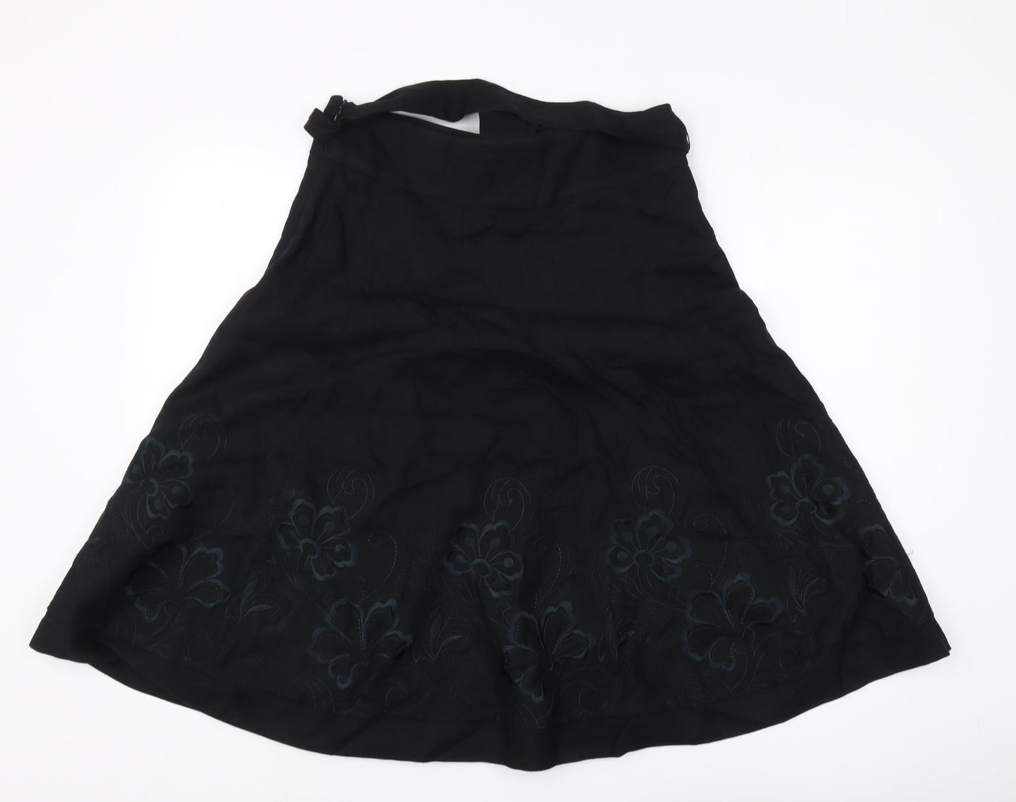 Marks & Spencer Women's Black A-Line Floral Skirt, Size 10